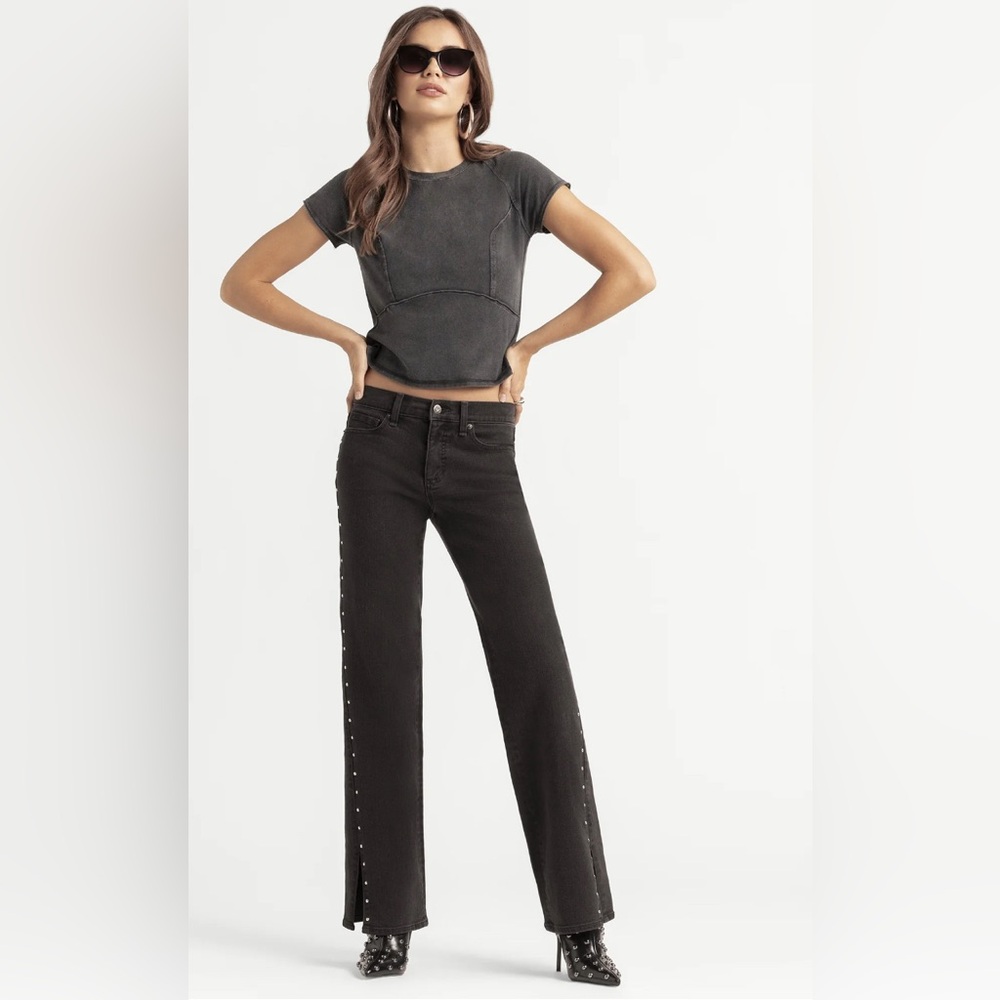 Jessica Simpson Black Flare Jeans with Studded Detail